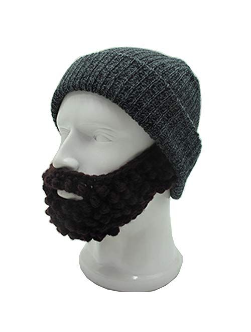 YEKEYI Unisex Wacky Beard Hat Knit Funny Beanie Halloween Cap Wind Mask