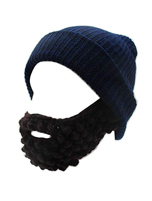 YEKEYI Unisex Wacky Beard Hat Knit Funny Beanie Halloween Cap Wind Mask