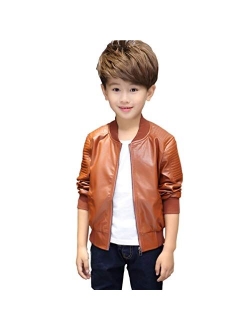 Artist Unknown Boys Faux Leather Jacket - Spring Autumn Lightweight Coat for Boys,N/A