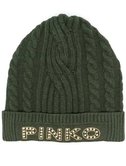 PINKO embroidered logo beanie