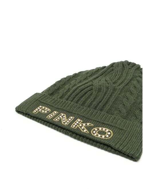 PINKO embroidered logo beanie