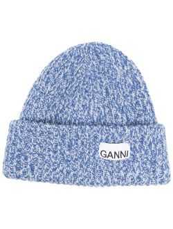 logo-patch ribbed-knit beanie