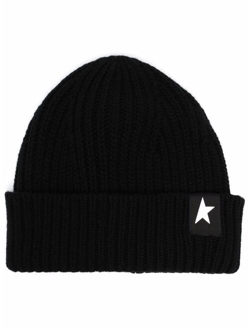 Golden Goose star patch ribbed beanie