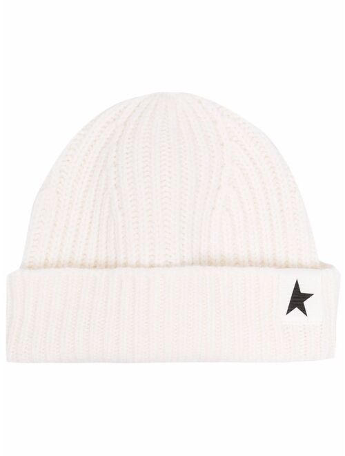 Golden Goose star patch ribbed beanie