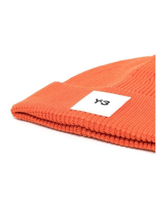 Y-3 logo-patch ribbed-knit beanie