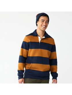 Striped Fleece Rugby Pullover