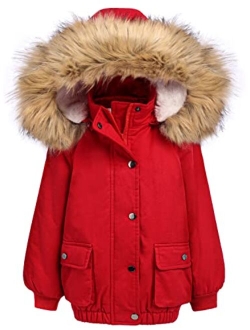 Kids Girls Winter Coats Warm Thick Padded Hooded Fleece Lined Puffer Parka Jacket