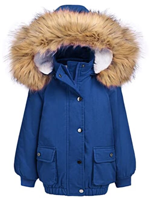 Arshiner Kids Girls Winter Coats Warm Thick Padded Hooded Fleece Lined Puffer Parka Jacket