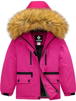 GEMYSE Girl's Waterproof Ski Snow Jacket Fleece Windproof Winter Jacket with Hood