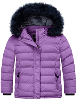 ZSHOW Girls' Water Resistant Puffer Jacket Soft Fleece Lined Padded Hooded Winter Coat