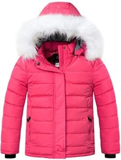 ZSHOW Girls' Water Resistant Puffer Jacket Soft Fleece Lined Padded Hooded Winter Coat