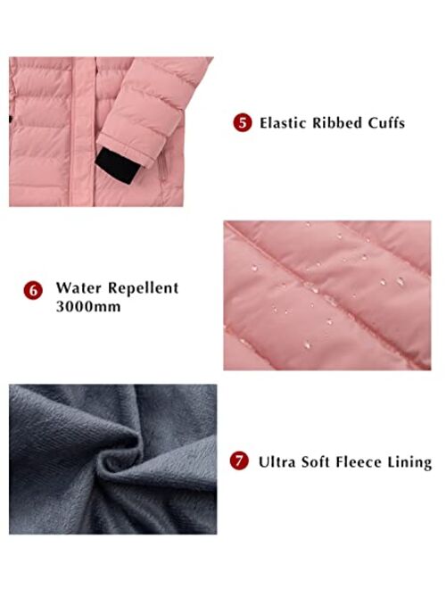 ZSHOW Girls' Water Resistant Puffer Jacket Soft Fleece Lined Padded Hooded Winter Coat