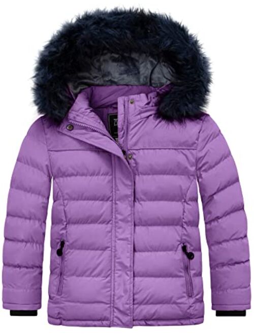 ZSHOW Girls' Water Resistant Puffer Jacket Soft Fleece Lined Padded Hooded Winter Coat