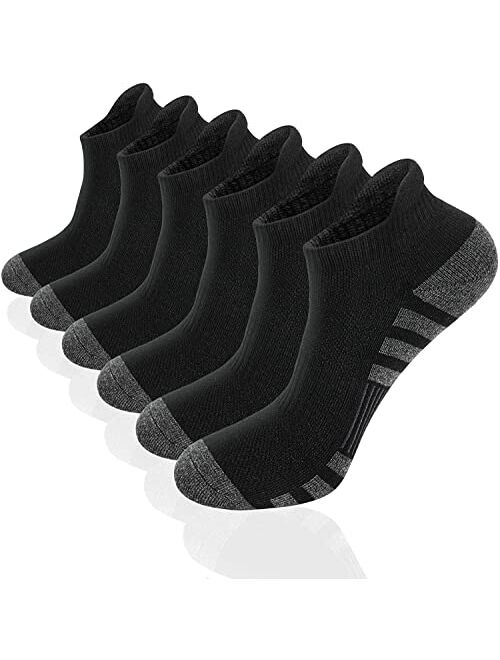 Airacker Ankle Athletic Running Socks Cushioned Breathable Low Cut Sports Tab Socks for Men and Women (6 Pairs)