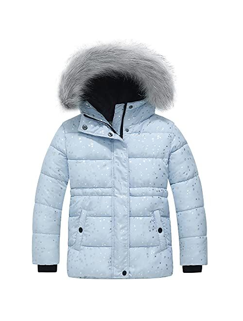 Wantdo Girl's Quilted Winter Coat Thicken Puffer Jacket Windproof Winter Jacket with Fur Hood