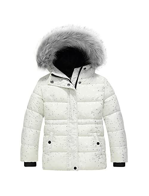 Wantdo Girl's Quilted Winter Coat Thicken Puffer Jacket Windproof Winter Jacket with Fur Hood