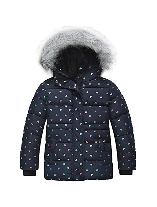 Wantdo Girl's Quilted Winter Coat Thicken Puffer Jacket Windproof Winter Jacket with Fur Hood