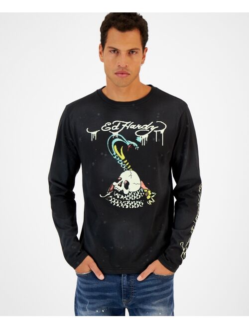 Ed Hardy Men's Cobra Graphic Crewneck Long-Sleeve T-Shirt