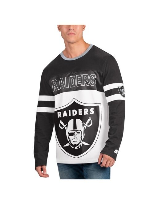 Men's Starter Black, White Las Vegas Raiders Halftime Long Sleeve T-shirt