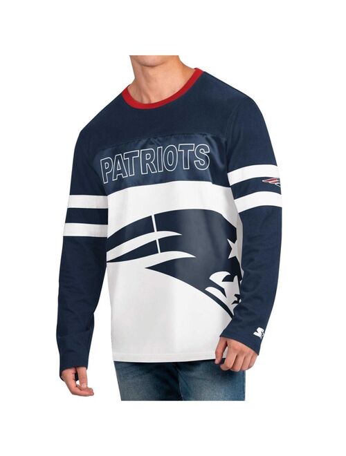 Men's Starter Navy, White New England Patriots Halftime Long Sleeve T-shirt