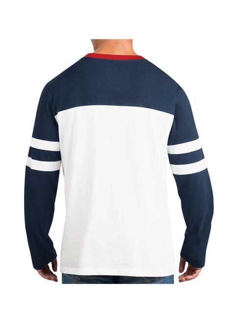 Men's Starter Navy, White New England Patriots Halftime Long Sleeve T-shirt