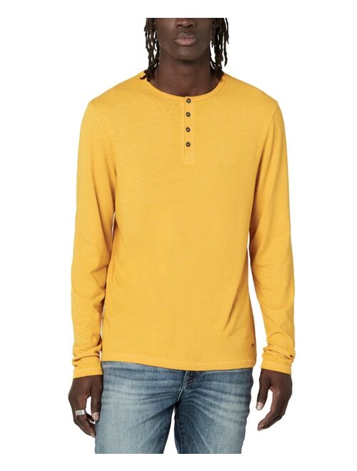 Buffalo David Bitton Men's Faded Kaduk Henley Long Sleeve T-Shirt