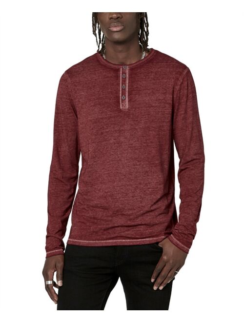 Buffalo David Bitton Men's Faded Kaduk Henley Long Sleeve T-Shirt