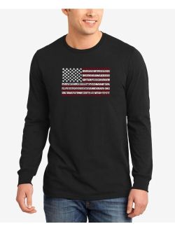 LA Pop Art Men's 50 States USA Flag Word Art Long Sleeves T-shirt