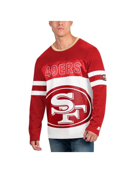 Men's Starter Scarlet, White San Francisco 49ers Halftime Long Sleeve T-shirt