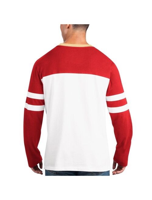 Men's Starter Scarlet, White San Francisco 49ers Halftime Long Sleeve T-shirt