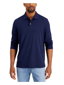 Men's Regular-Fit Solid Long-Sleeve Supima Polo Shirt, Created for Macy's