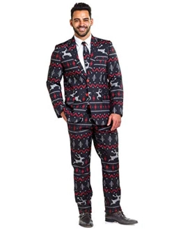 Men's Christmas Holiday Suit Jackets - Ugly Christmas Sweater Inspired Blazers for Men