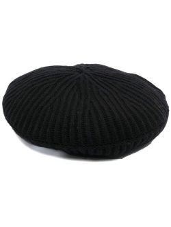 ribbed logo-patch beret