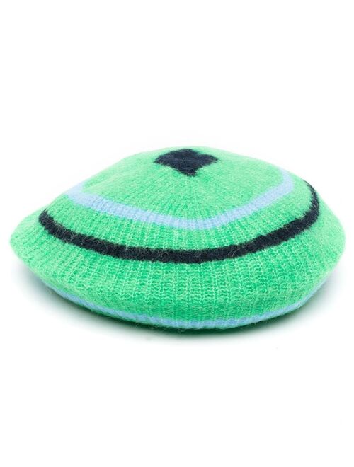 GANNI striped knitted beret