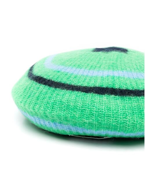 GANNI striped knitted beret