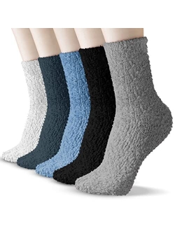 Tehook Fuzzy Socks for Women, Warm Soft Fluffy Socks Thick Cozy Plush Sock Winter Christmas Socks for Women 6 or 5 Pairs