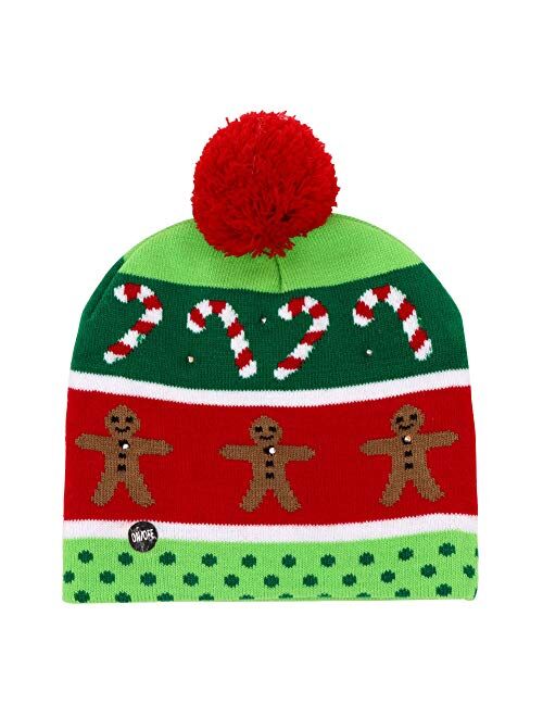 OurWarm LED Light-up Christmas Hats Xmas Santa Ugly Hat Beanies 10 Colorful Lights Flashing Cap for New Year Party