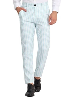 Lars Amadeus Men's Casual Geometric Printed Color Block Flat Front Dress Pants