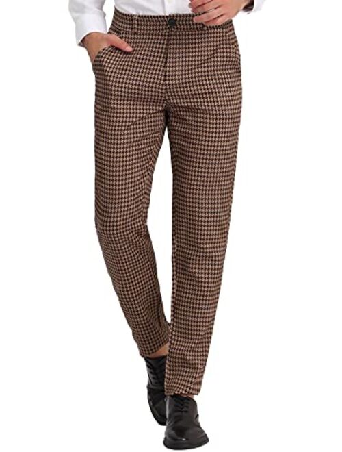 Lars Amadeus Men's Casual Geometric Printed Color Block Flat Front Dress Pants