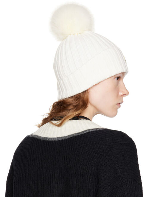 Moncler White Virgin Wool Beanie