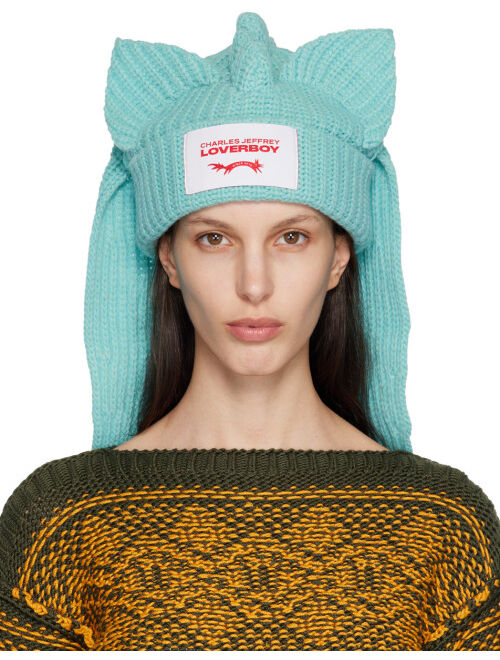 Charles Jeffrey Loverboy SSENSE Exclusive Blue Chunky Kimera Beanie