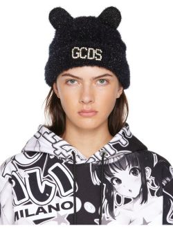 GCDS Black Teddy Ear Beanie