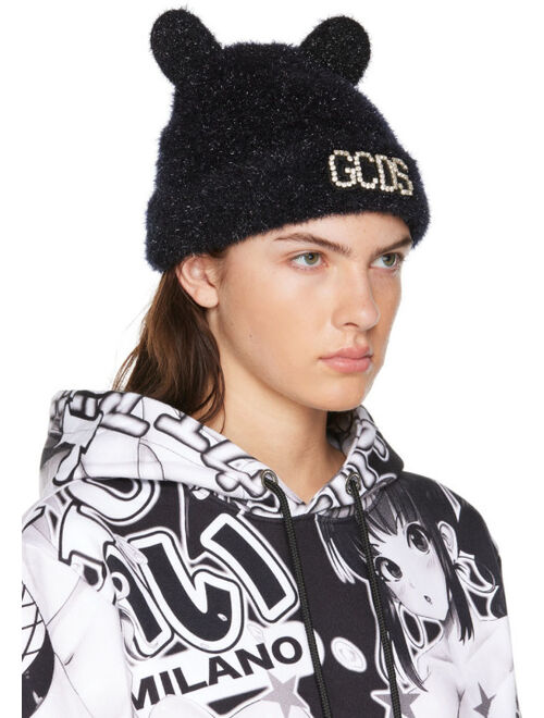 GCDS Black Teddy Ear Beanie