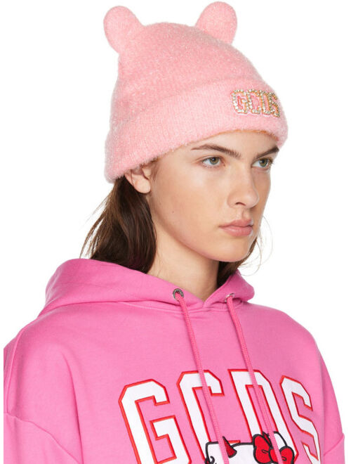 GCDS SSENSE Exclusive Pink Teddy Ear Beanie