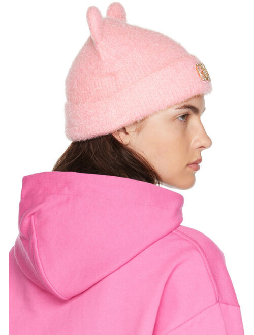 GCDS SSENSE Exclusive Pink Teddy Ear Beanie