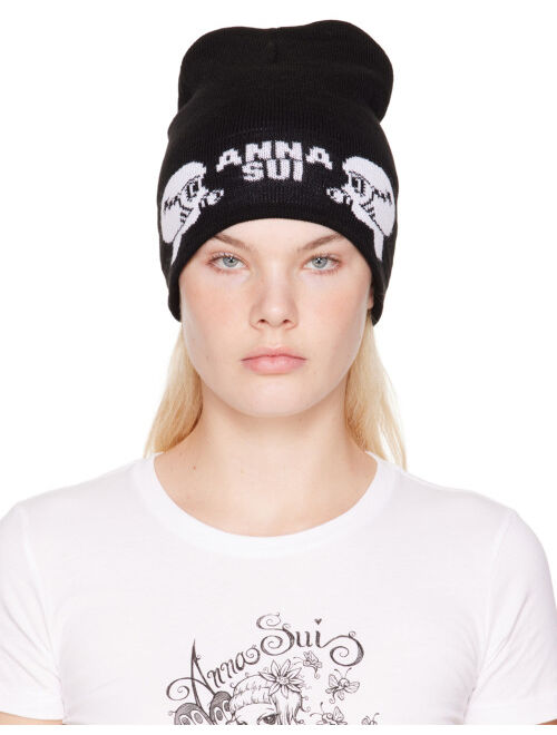 Anna Sui Black Bubblegum Girls Beanie