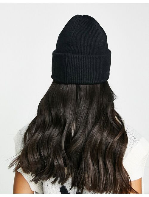 Monki knit beanie hat in black