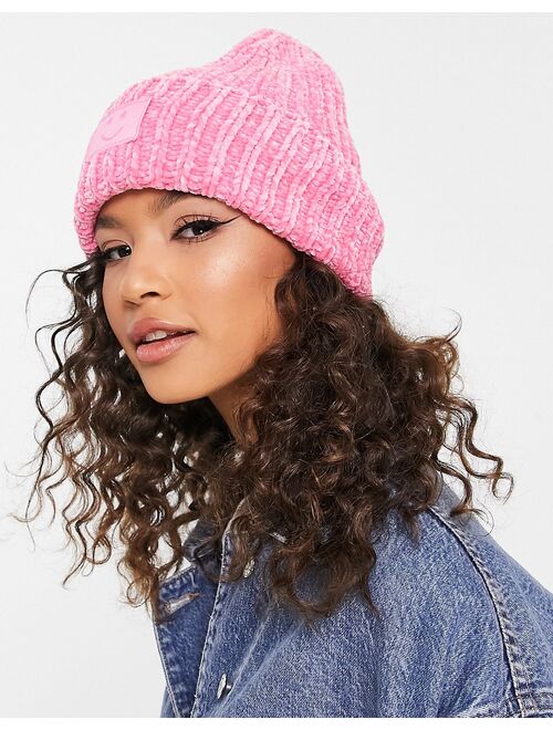 Skinnydip chenille beanie hat in light pink