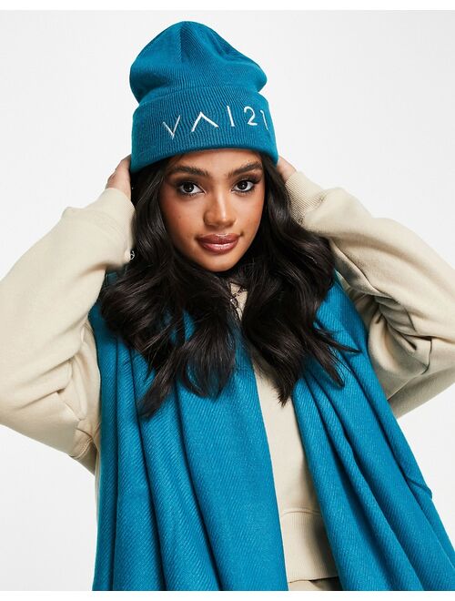 VAI21 logo knit beanie in teal