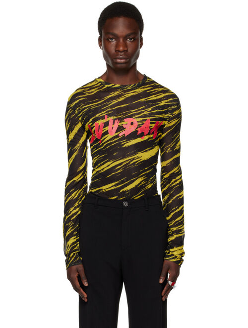 LU'U DAN Black & Yellow Psychedelic Tiger Long Sleeve T-Shirt